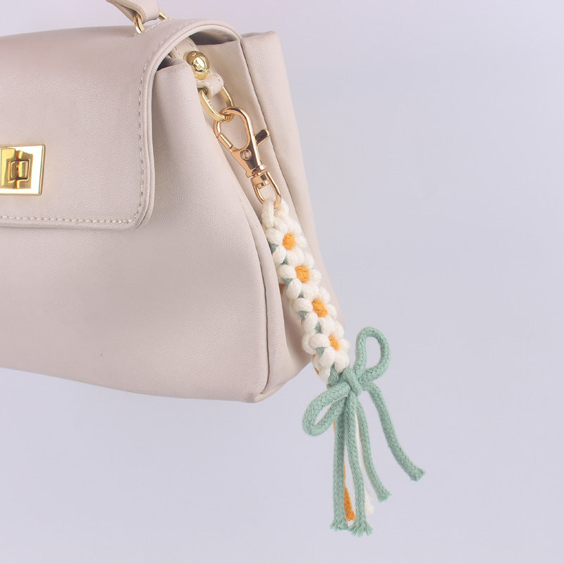 Wholesale Hand Woven Cartoon Flower Bow Knot Cotton Rope Keychain